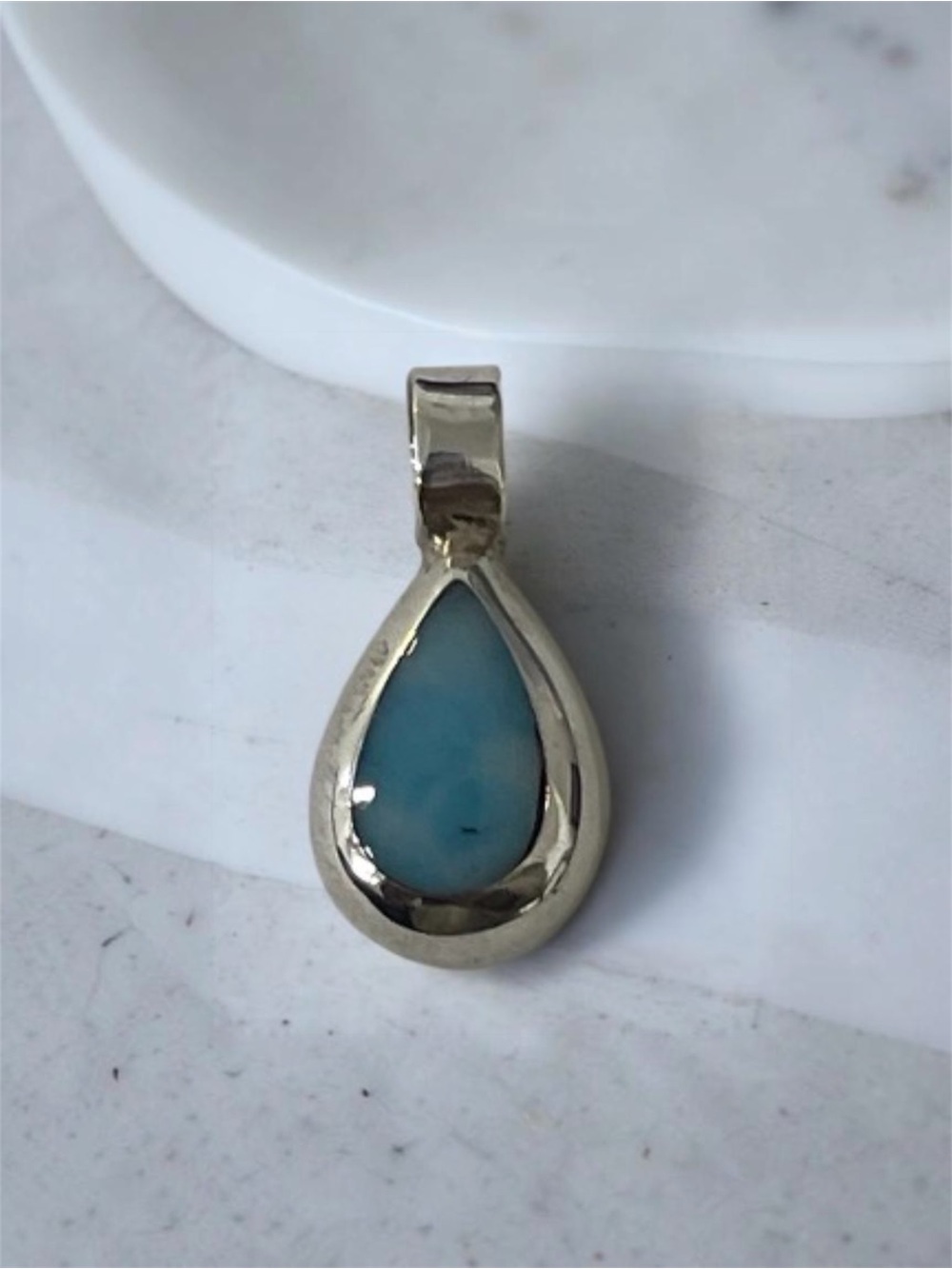 Mexico Sterling Silver Teardrop Blue  Pendant